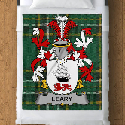 Leary Surname Irish Tartan Throw Blanket - Living Stone Gifts