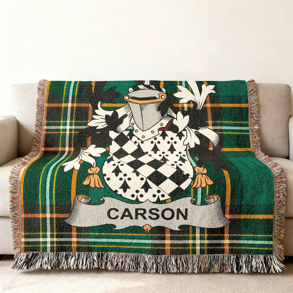 CARSON Name Crest Plaid Design Throw Blanket product type