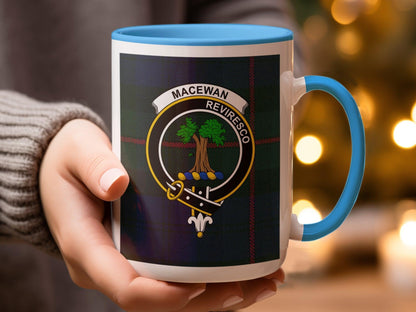 Scottish Clan MacEwan Crest Tartan Plaid Design Mug - Living Stone Gifts