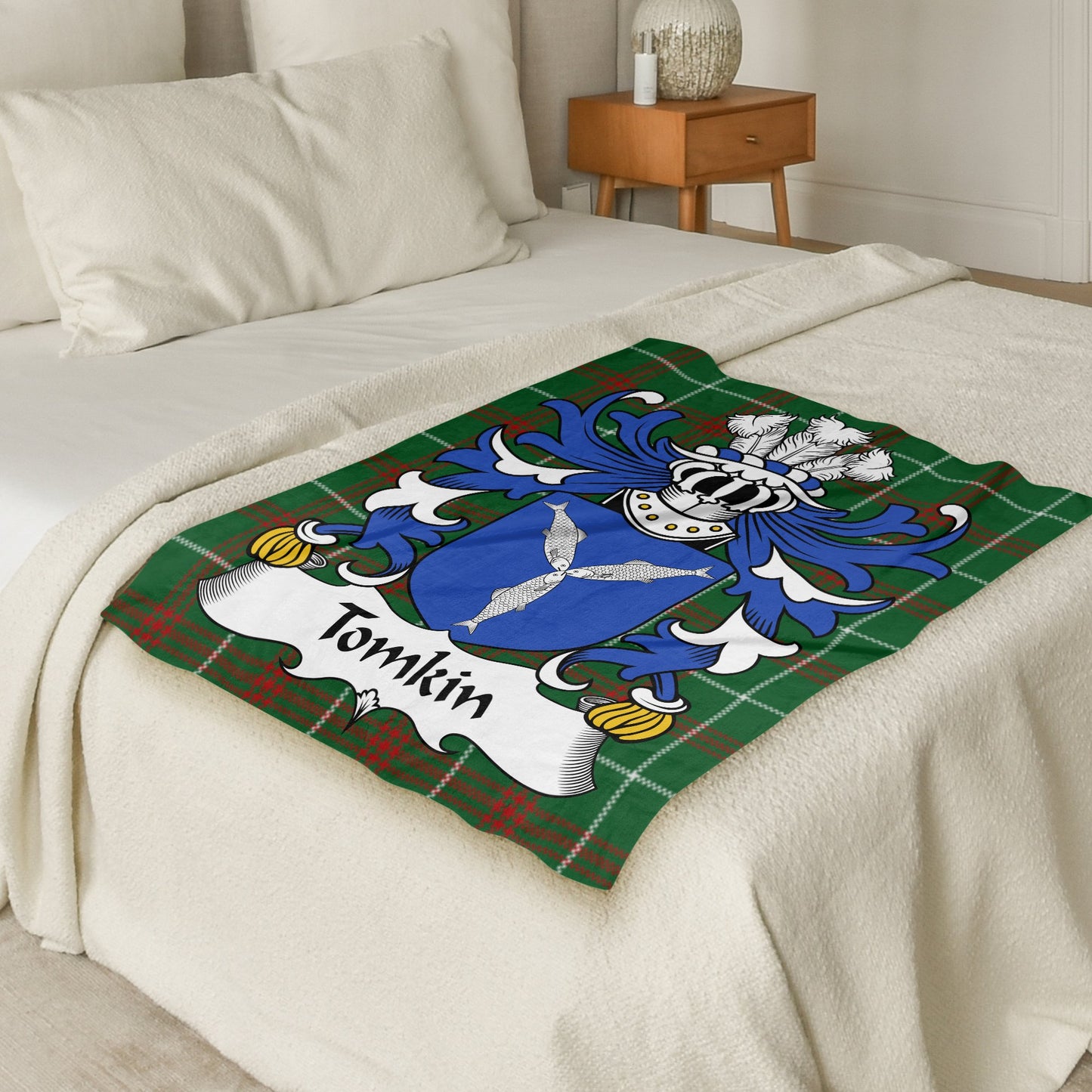 Tomkin Welsh Surname Coat of Arms Blanket - Living Stone Gifts