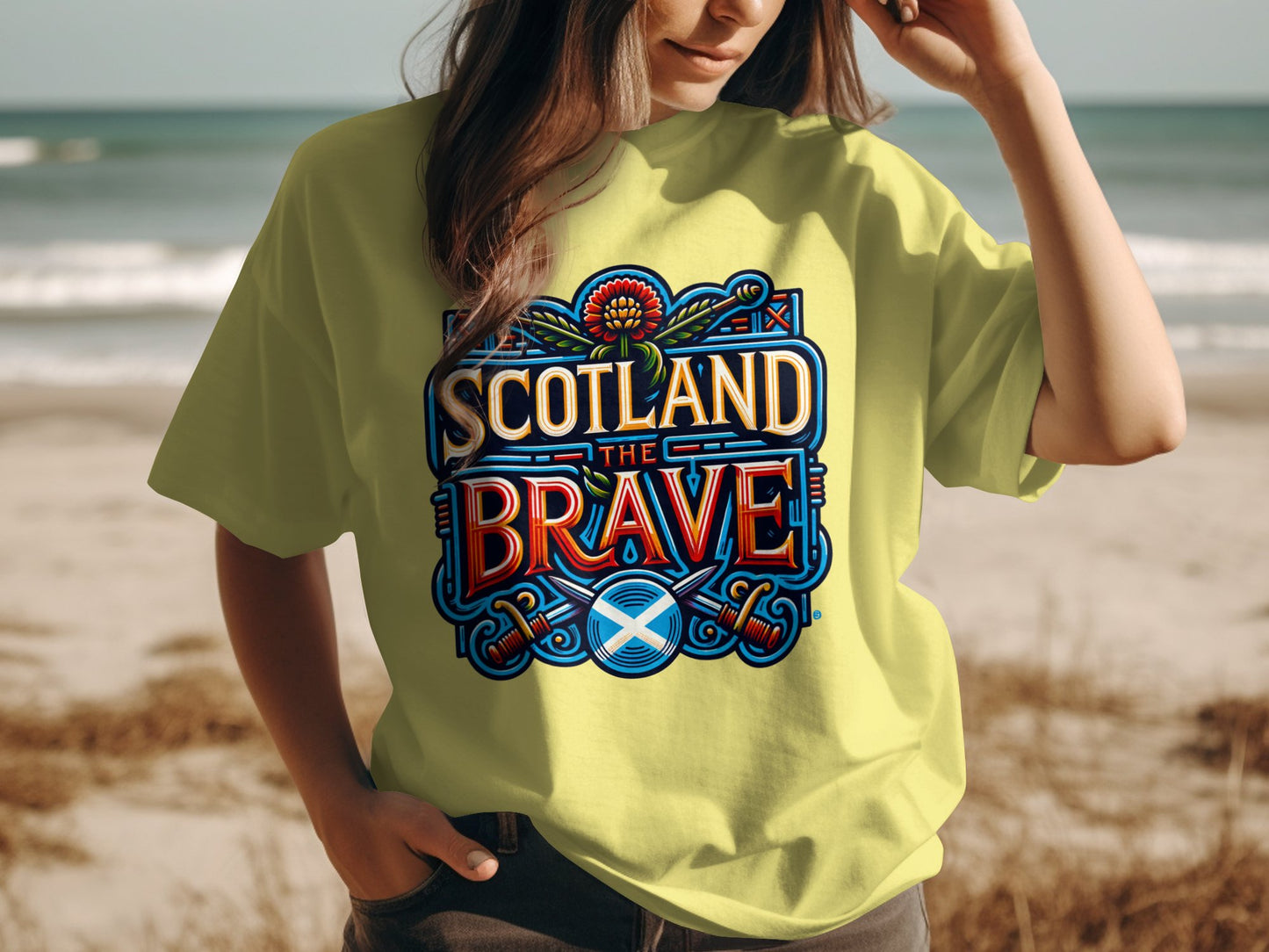 Scotland The Brave Bold Colorful Design T-Shirt - Living Stone Gifts