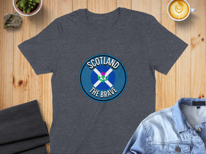 Scotland The Brave Badge Emblem Graphic T-Shirt - Living Stone Gifts