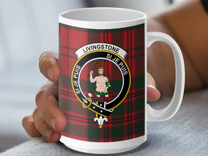 Livingstone Clan Scottish Tartan Plaid Crest Mug - Living Stone Gifts