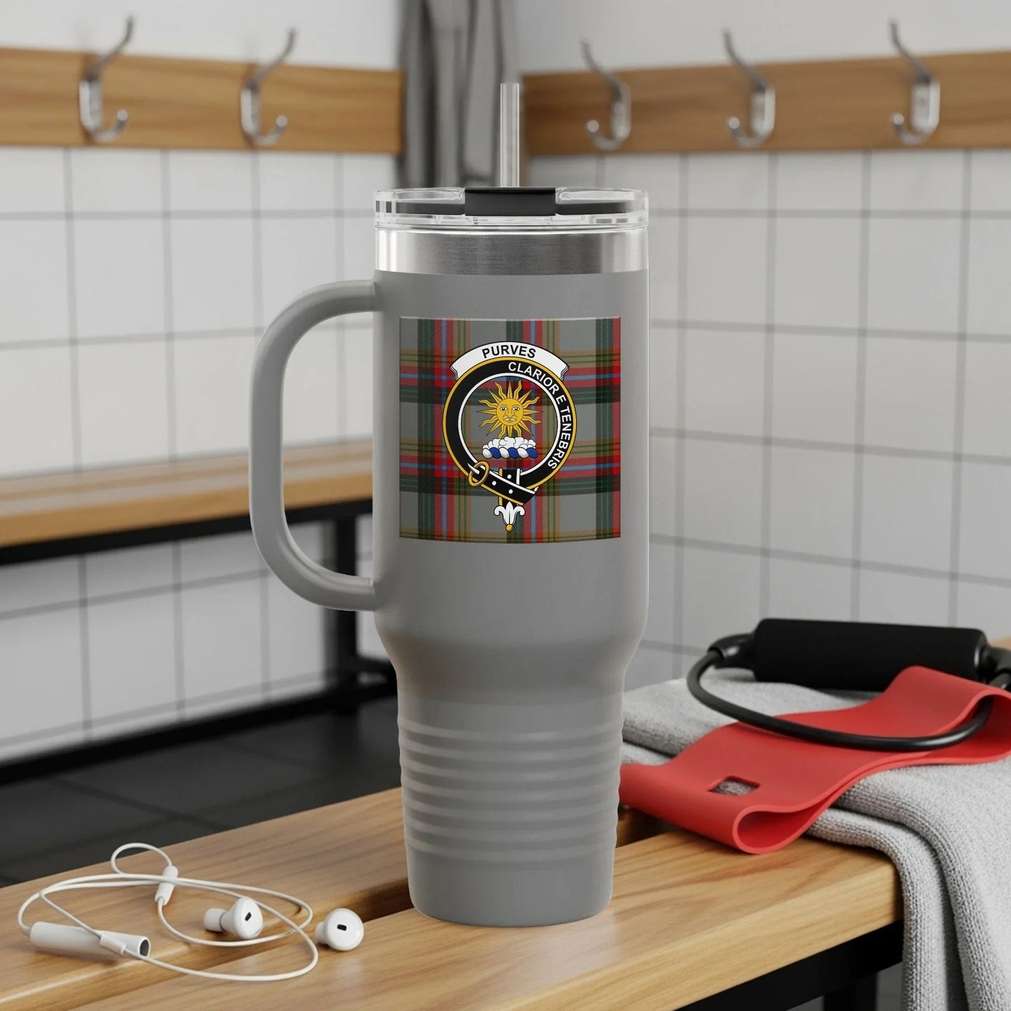 Scottish Heritage Emblem Gray Travel Mug product type