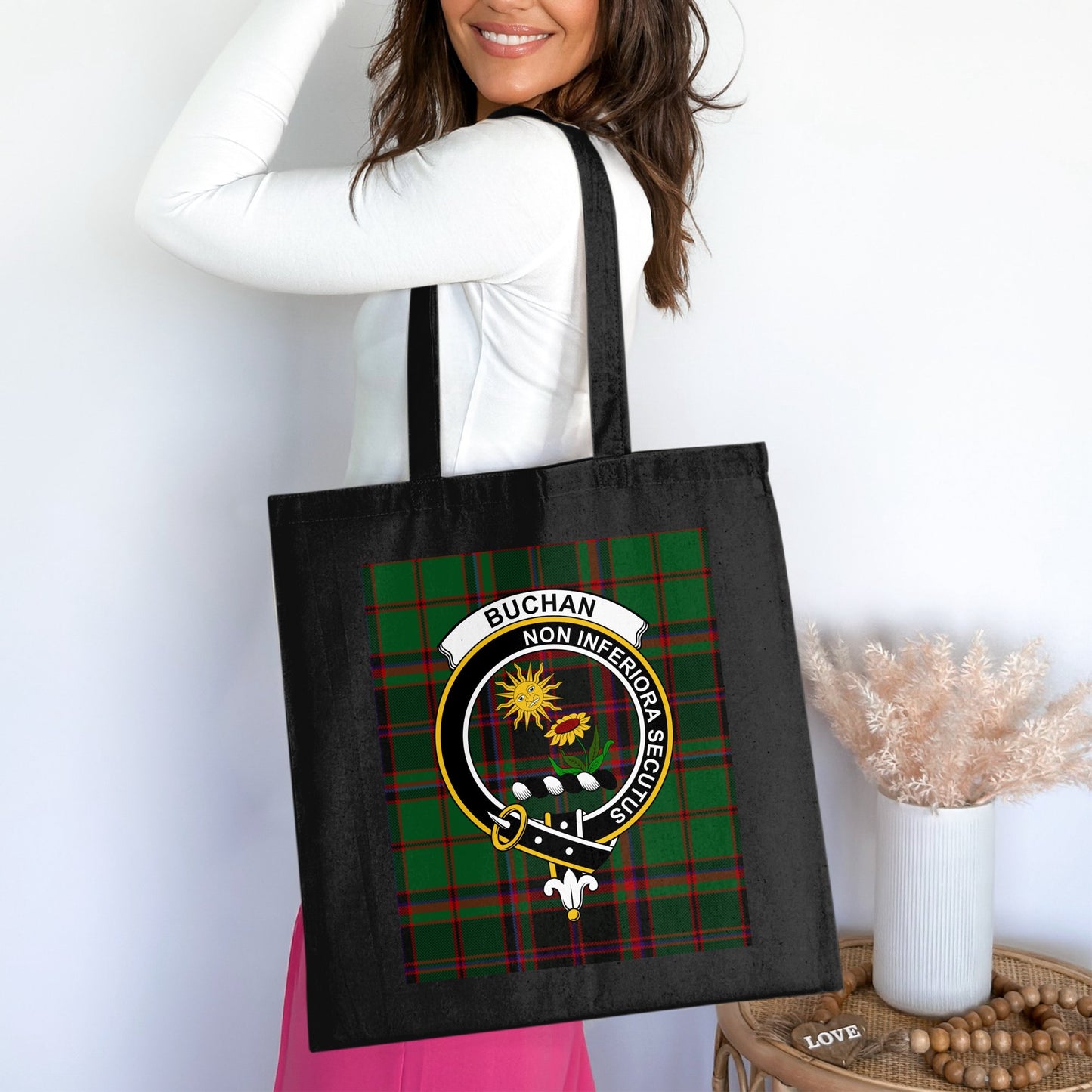 Buchan Clan Scottish Tartan Crest Tote Bag - Living Stone Gifts