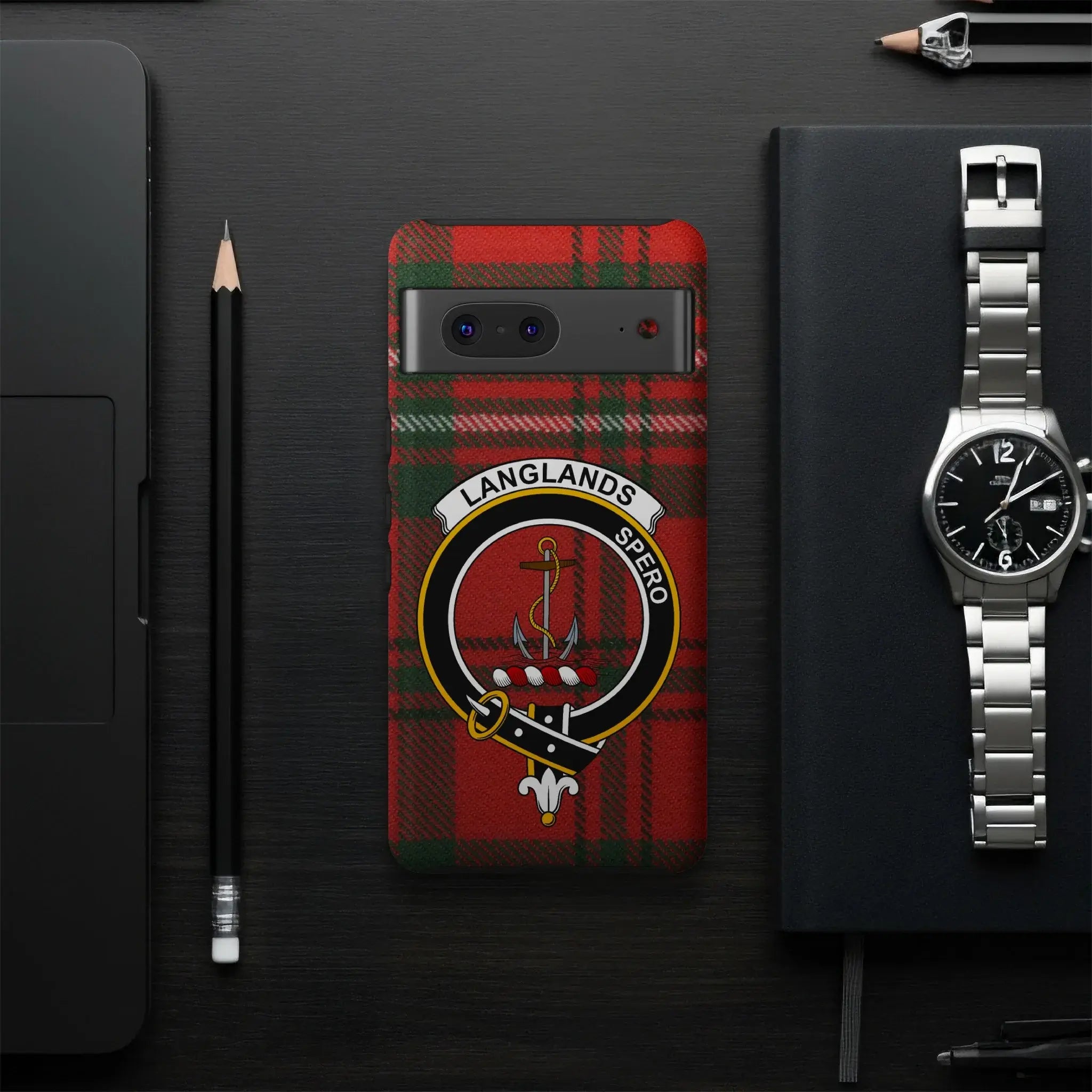 Langlands Tartan Clan Crest Phone Case for Pixel 6