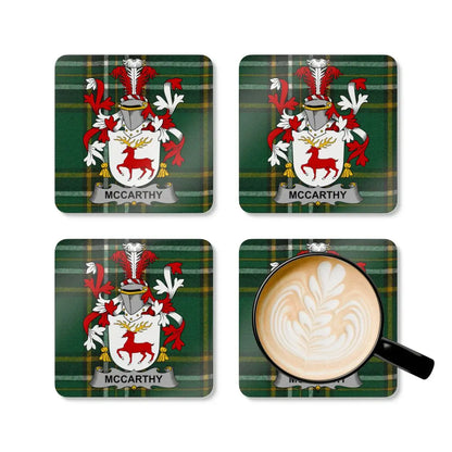McCarthy Coat Of Arms Irish Tartan Coaster Set