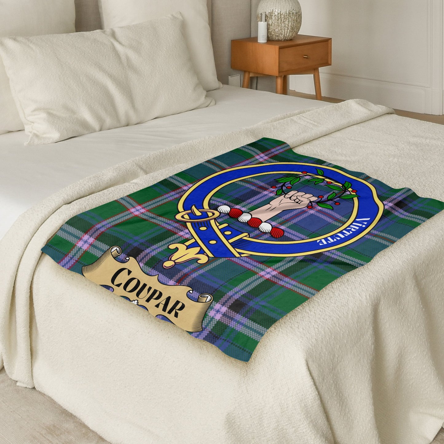 Scottish Clan Coupar Crest Tartan Throw Blanket - Living Stone Gifts