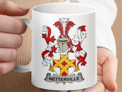 Nettleville Irish Family Coat of Arms Crest mug - Celtic Ancestry Gifts