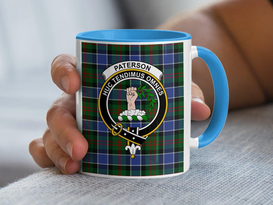 Paterson Clan Tartan Crest Huc Tendimus Omnes Mug - Living Stone Gifts