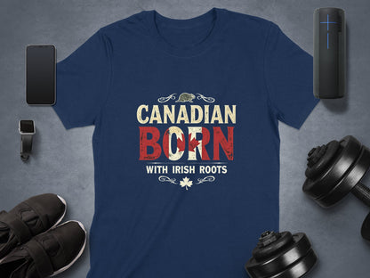 Patriotic Canadian Born with Irish Roots Graphic T-Shirt - Living Stone Gifts