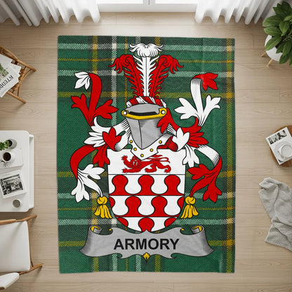 Armory Crest Green Tartan Background Rug product type
