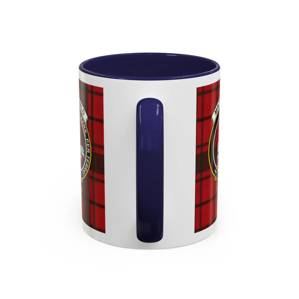 Tartan Plaid Pattern Mug with Navy Blue Interior Design