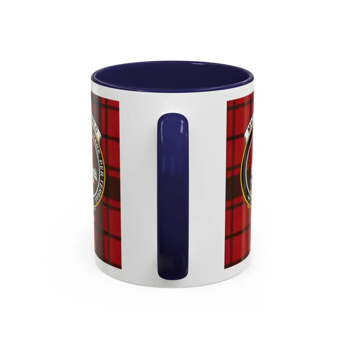 Tartan Plaid Pattern Mug with Navy Blue Interior Design