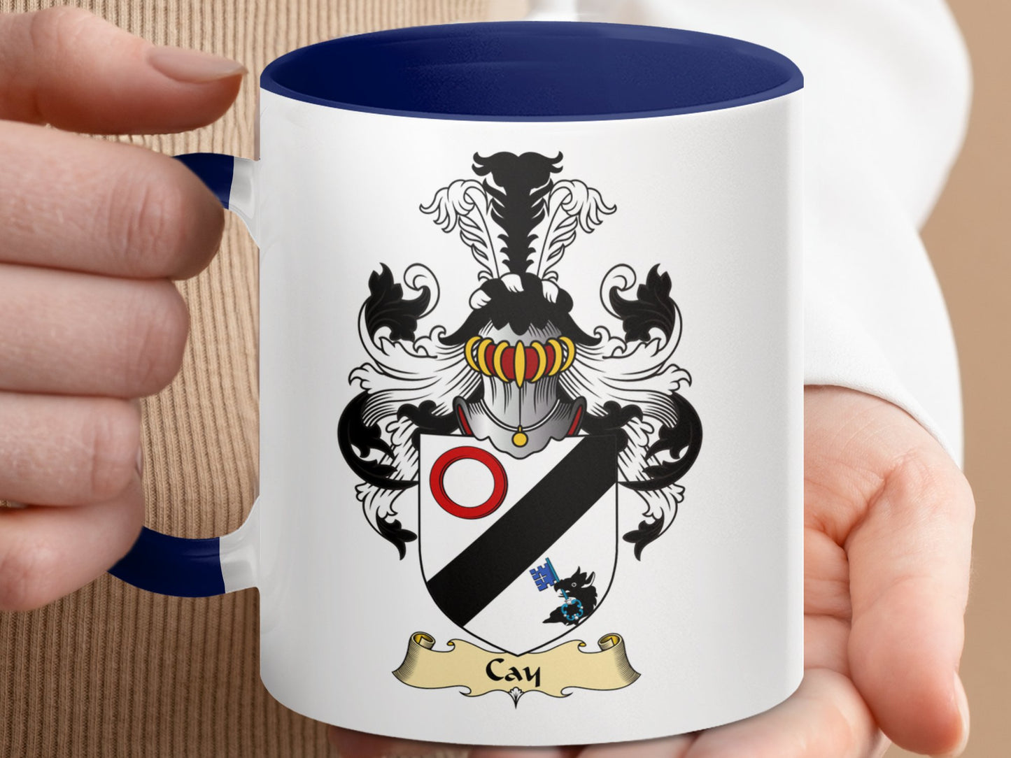 Clan Cay Scottish Coat of Arms Accent Coffee Mug - Living Stone Gifts