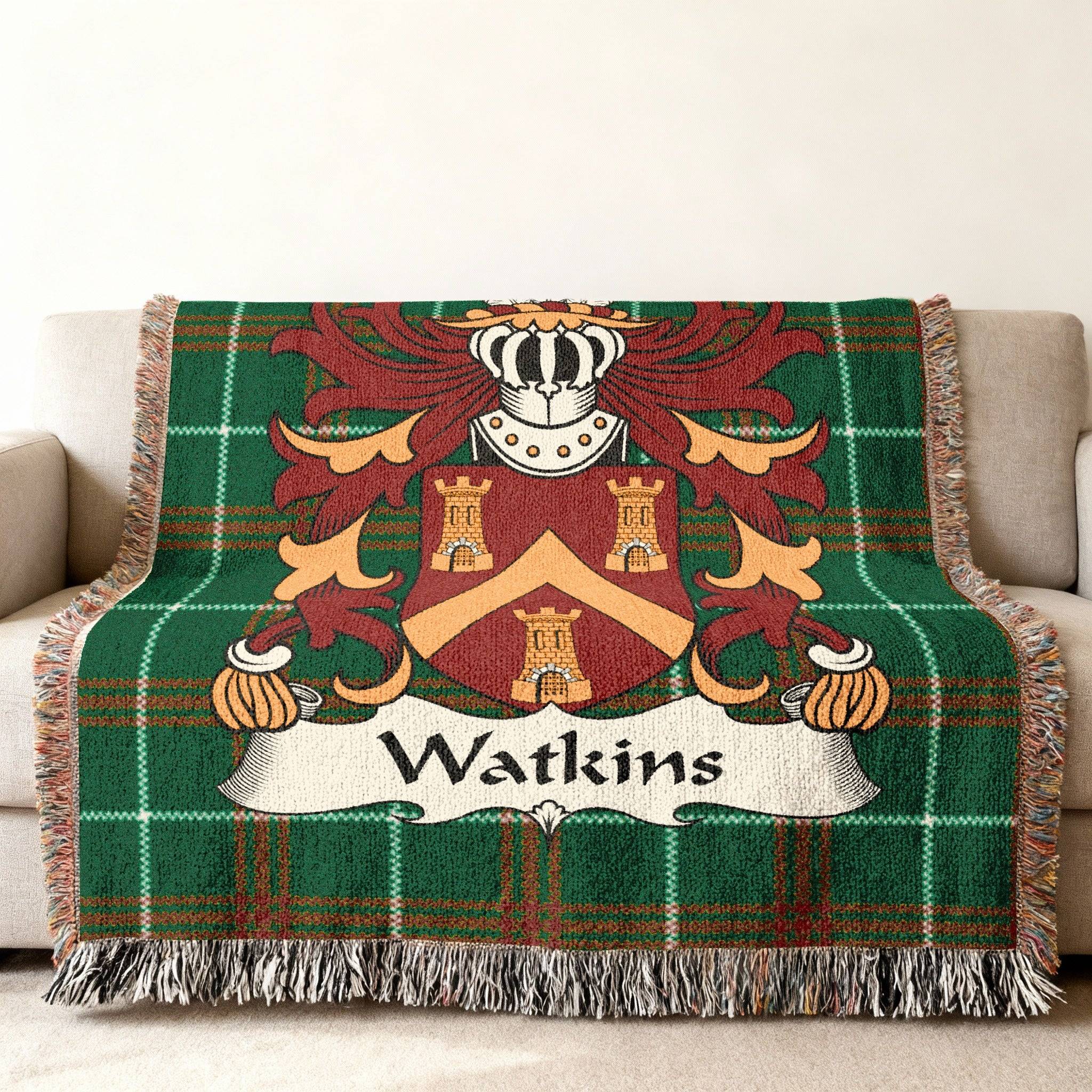Watkins Welsh Crest Woven Blanket | Welsh Heritage Gift