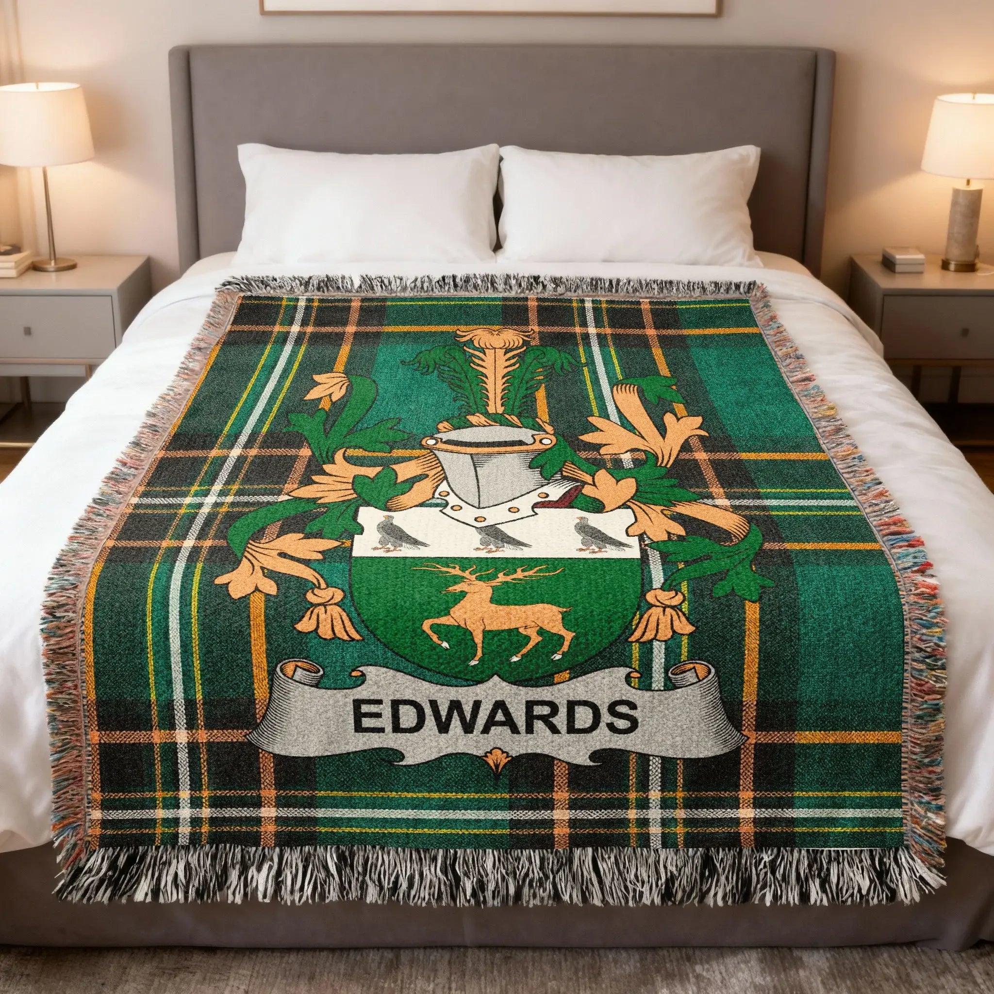 Edwards Green Plaid Deer Crest Throw Blanket product type