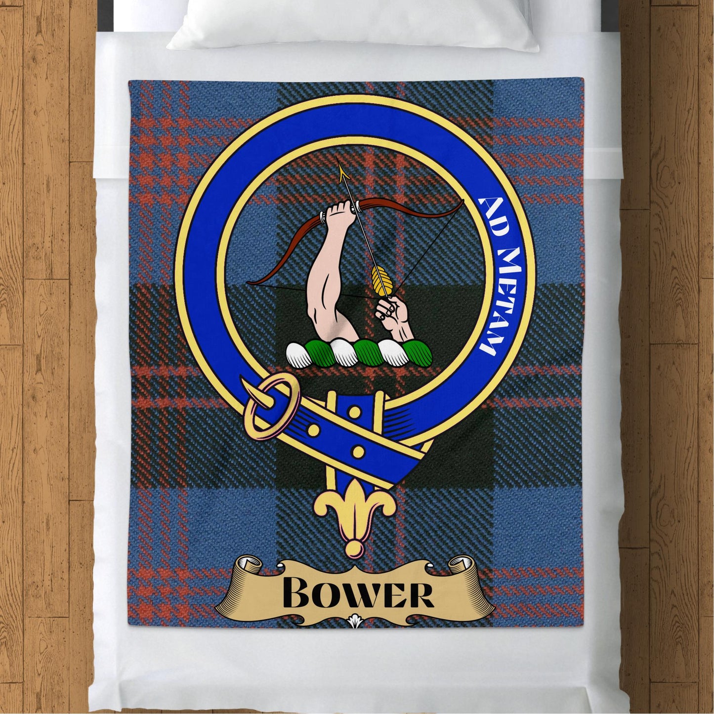 Scottish Clan Bower Crest Tartan Throw Blanket - Living Stone Gifts