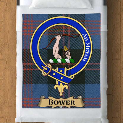 Scottish Clan Bower Crest Tartan Throw Blanket - Living Stone Gifts