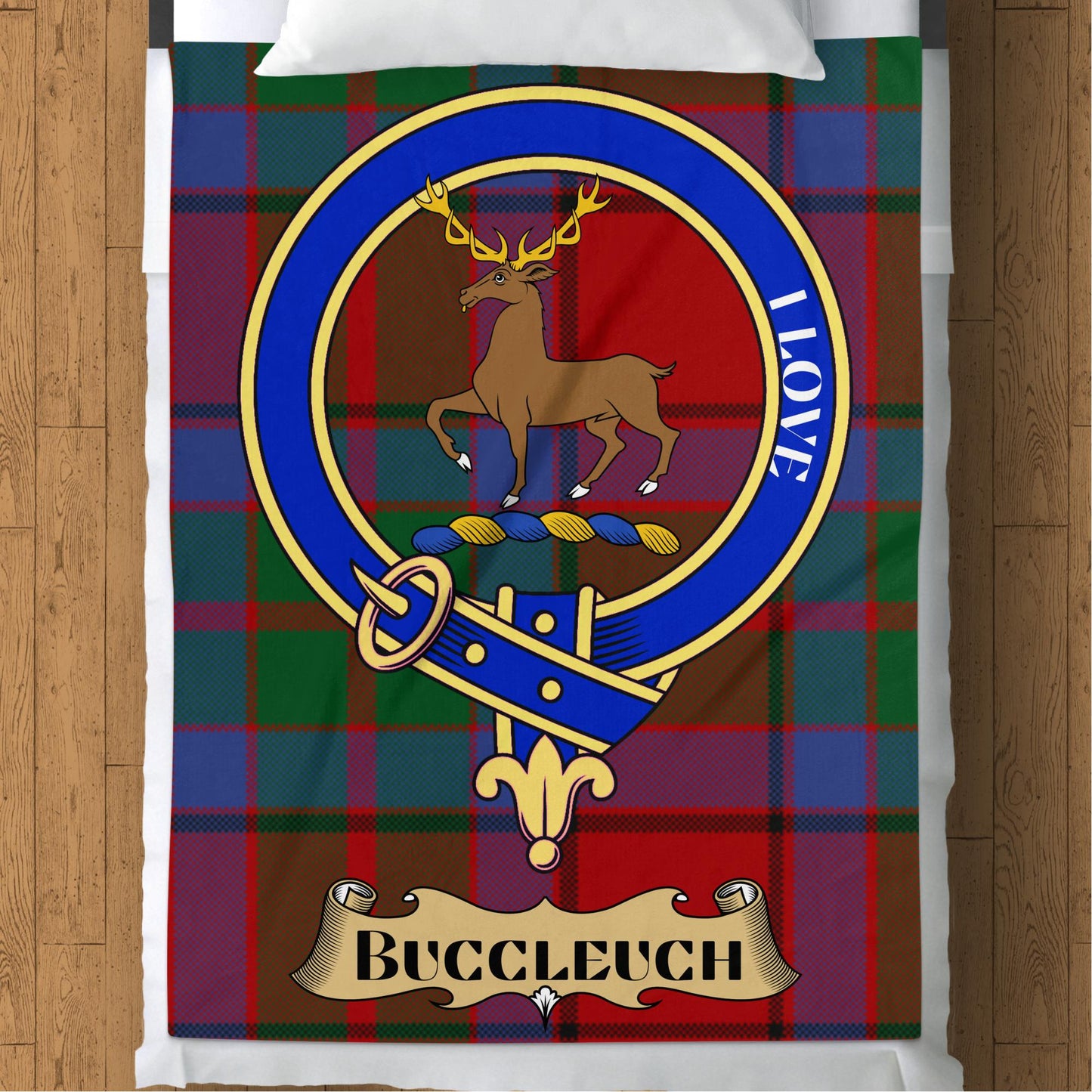 Scottish Clan Buccleuch Crest Tartan Throw Blanket - Living Stone Gifts