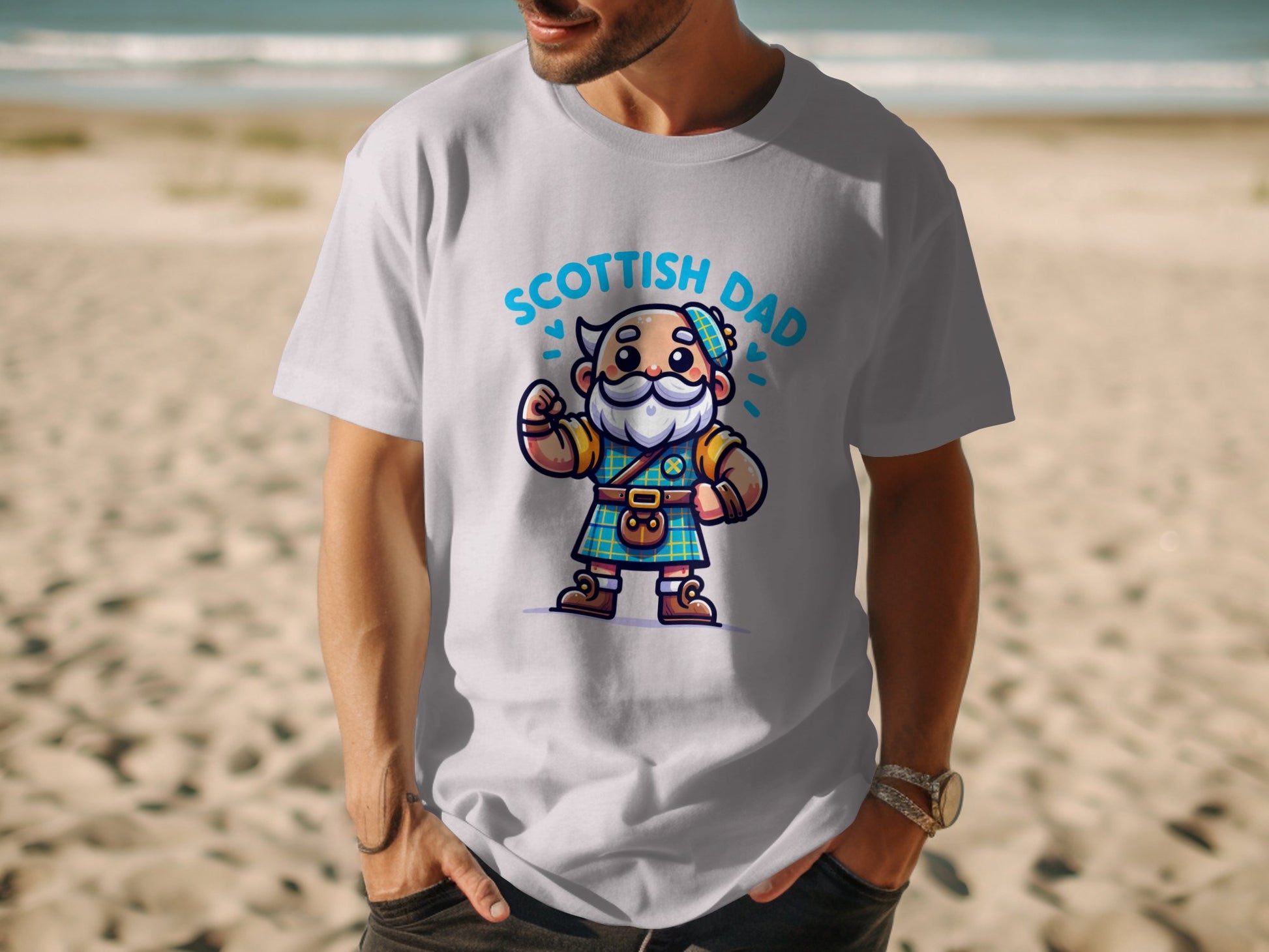 Scottish Dad Strong and Proud Illustration T-Shirt - Living Stone Gifts