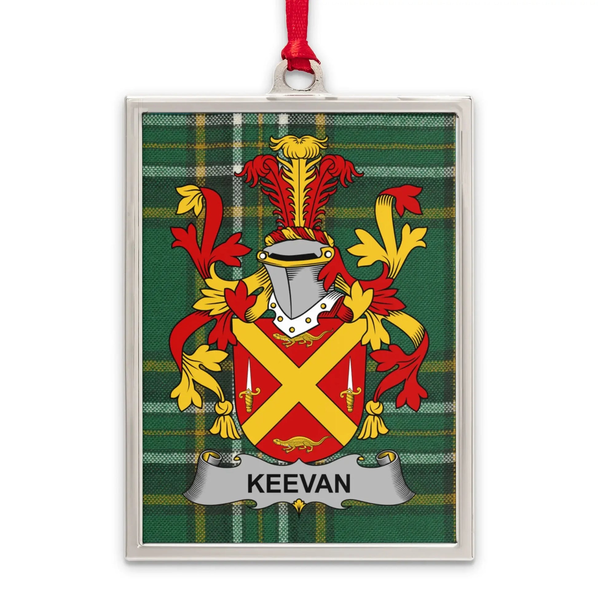 Keevan Family Crest on Plaid Background product