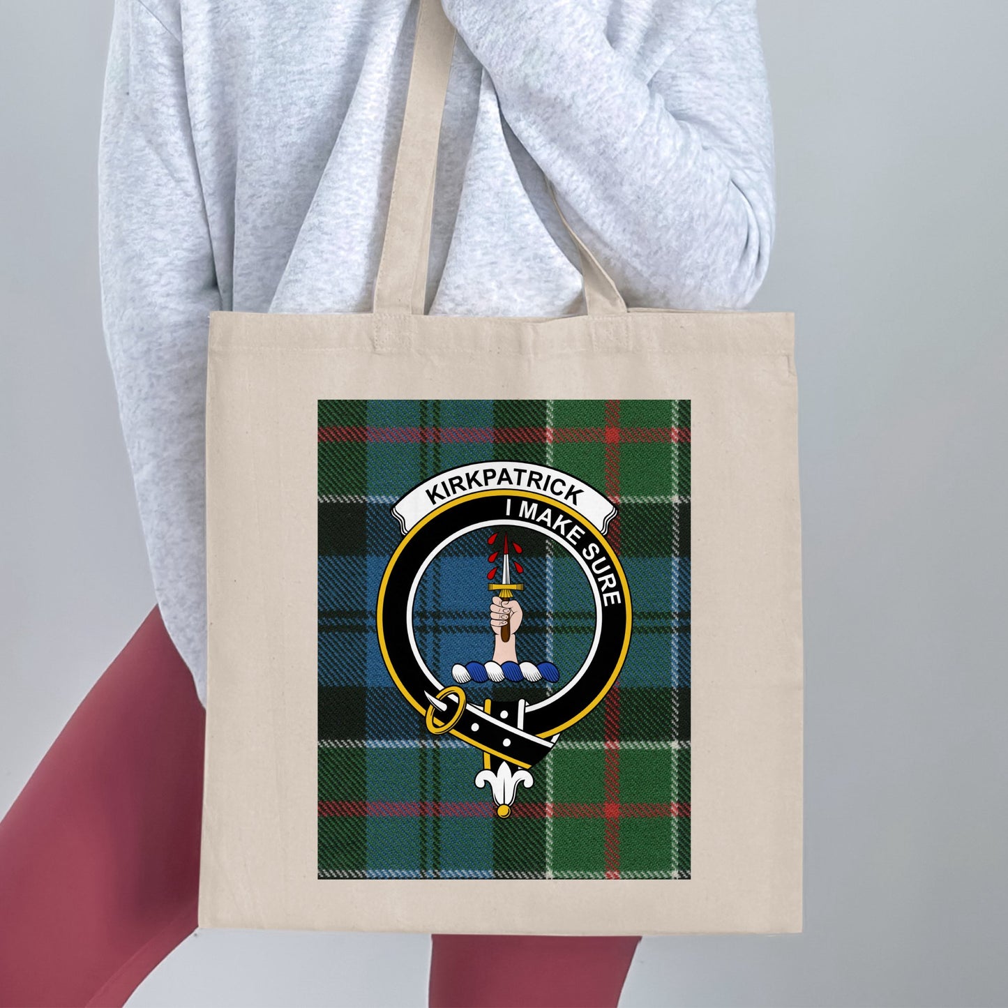 Kirkpatrick Scottish Clan Crest Tartan Tote Bag - Living Stone Gifts