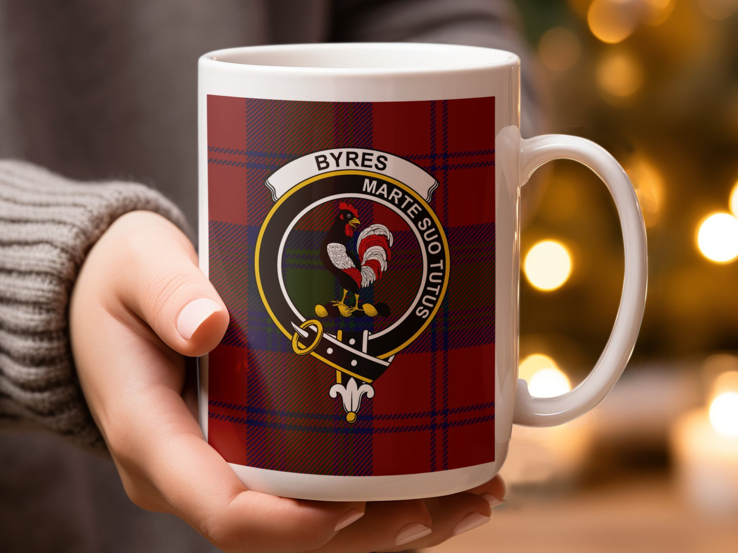 Bold Scottish Tartan Design With Rooster Crest Mug - Living Stone Gifts