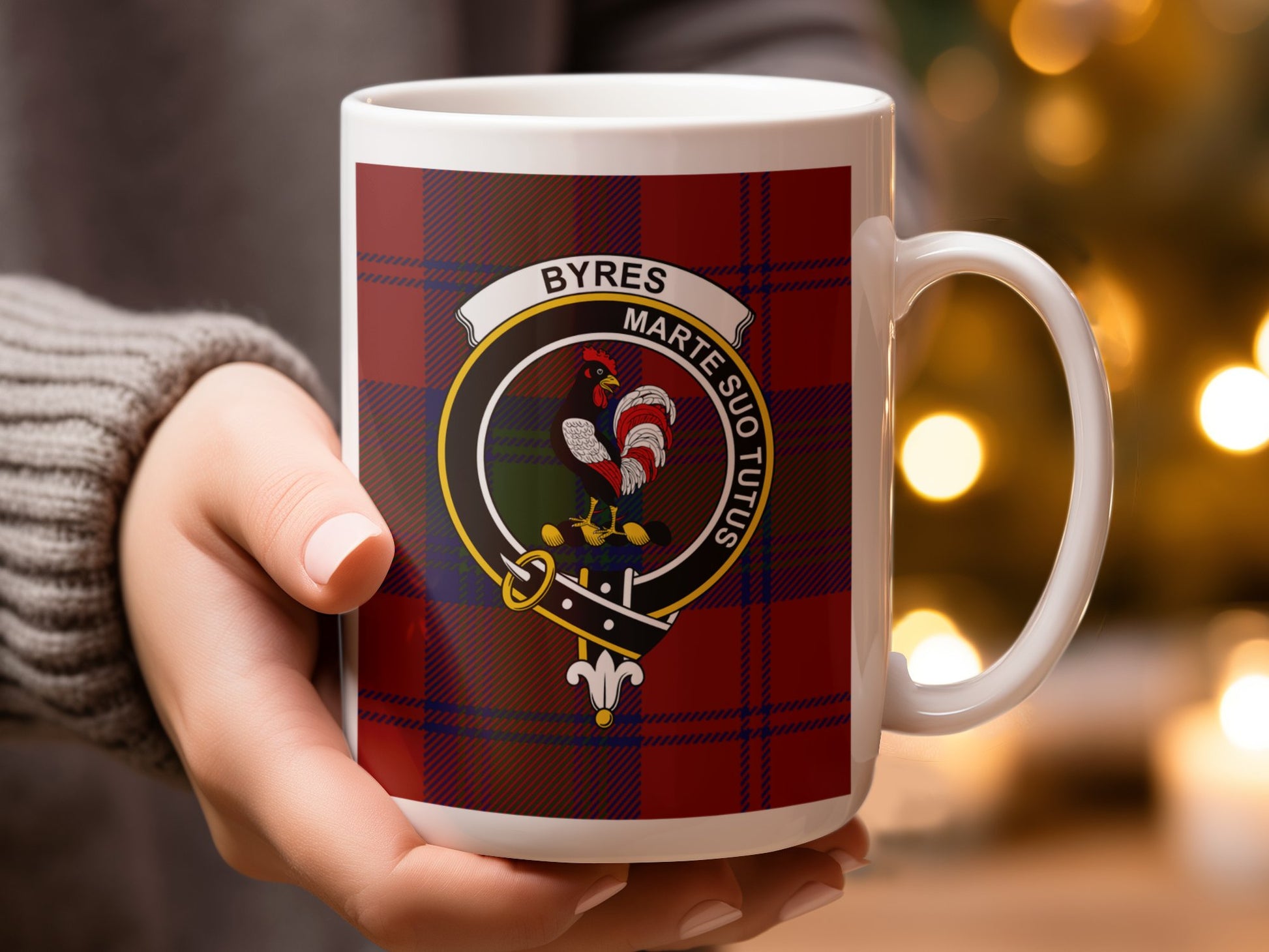 Bold Scottish Tartan Design With Rooster Crest Mug - Living Stone Gifts