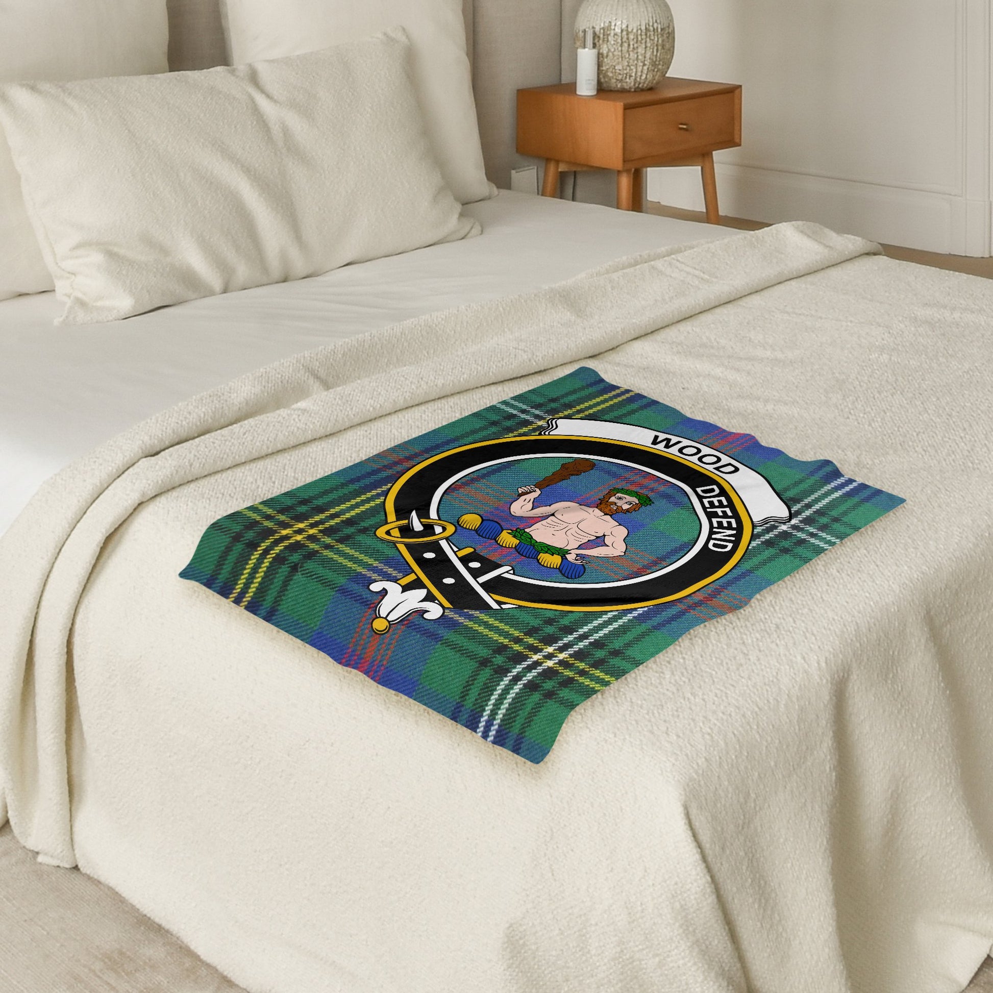 Scottish Clan Wood Defend Tartan Throw Blanket - Living Stone Gifts