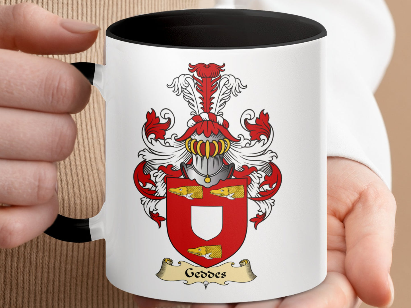 Clan Geddes Scottish Coat of Arms Accent Coffee Mug - Living Stone Gifts