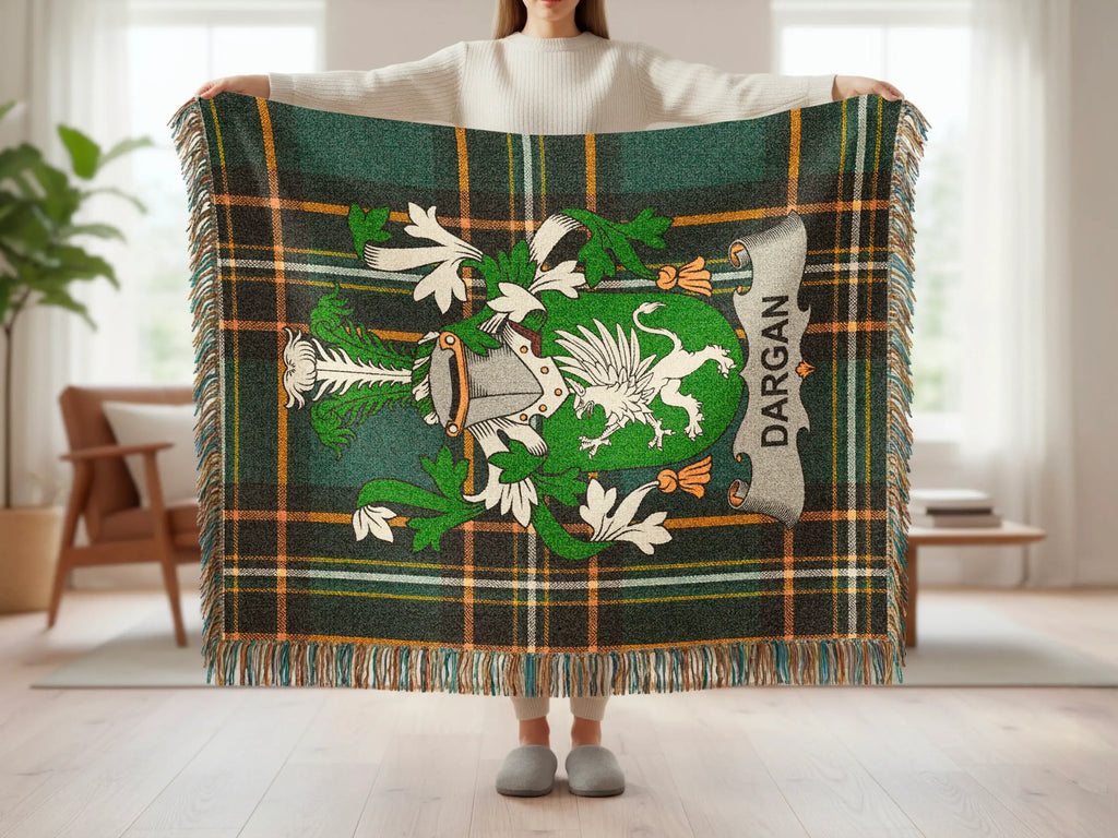Dargan Clan Crest Tartan Plaid Green Blanket product type