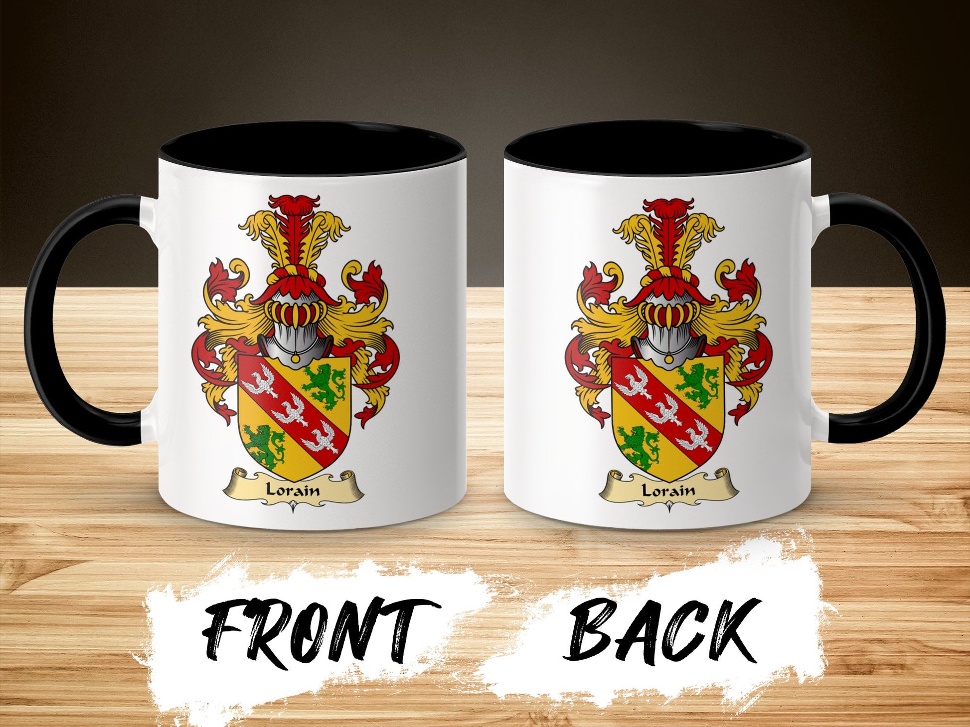 Lorain Family Crest Coat of Arms Accent Mug - Living Stone Gifts