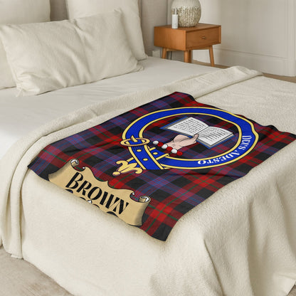 Brown Clan Crest Scottish Tartan Throw Blanket - Living Stone Gifts