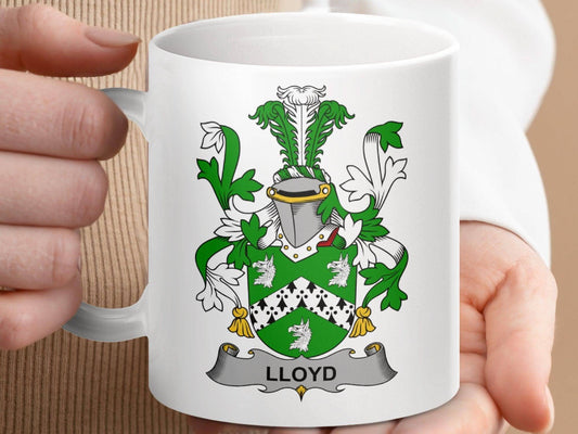 Lloyd Surname Irish Family Coat of Arms Mug - Celtic Ancestry Gifts