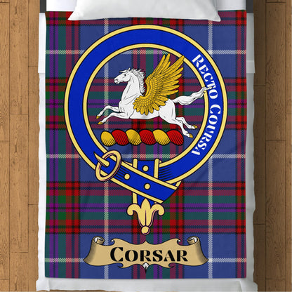 Scottish Clan Corsar Crest Tartan Throw Blanket - Living Stone Gifts