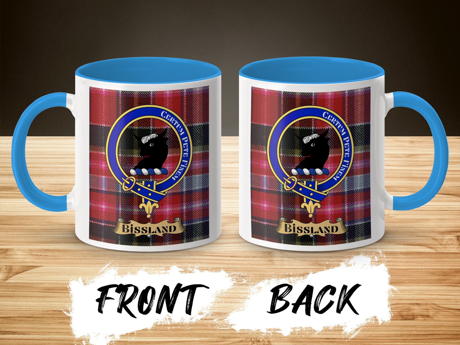 Scottish Clan Bissland Crest Emblem Plaid Pattern Mug - Living Stone Gifts