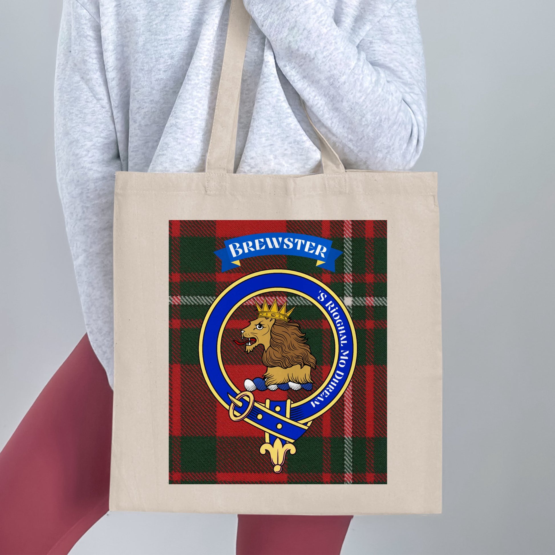 Brewster clan Scottish Tartan Background Tote Bag - Living Stone Gifts