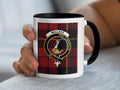 Clan Wallace tartan plaid pro libertate mug — navy handle, glossy ceramic