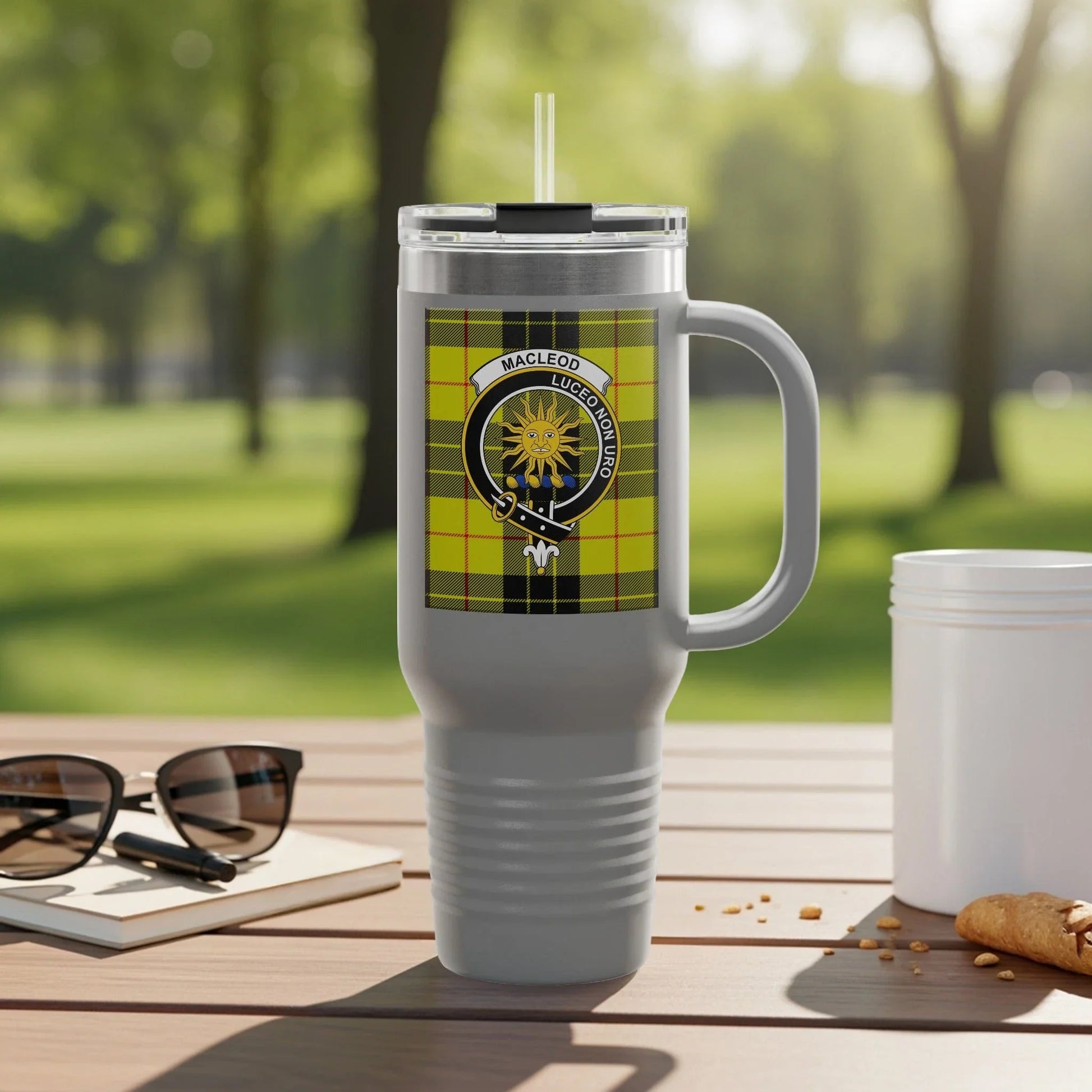MacLeod Clan Crest Yellow Plaid Tumbler product