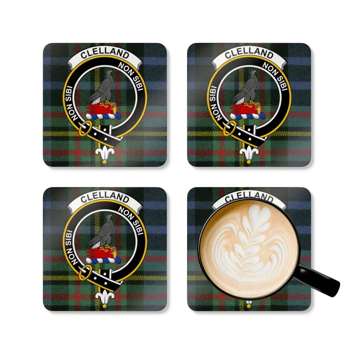 Clelland Non Sibi Motto Plaid Pattern Coaster product
