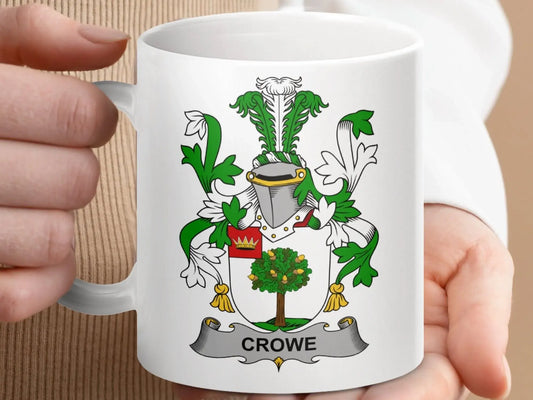 Crowe Surname Irish Family Crest Mug - Celtic Ancestry Gifts