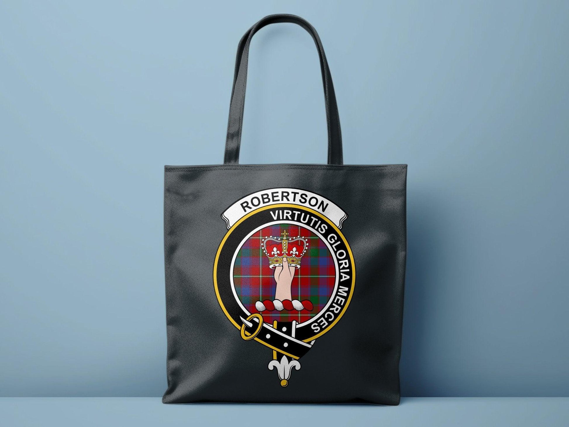 Robertson Virtutis Gloria Merces Scottish Clan Tote Bags - Celtic Ancestry Gifts