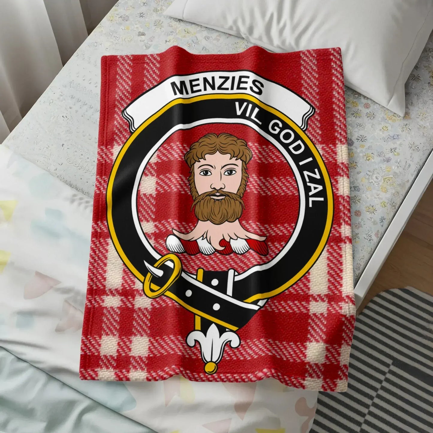 Menzies Vil God I Zal Plaid Pattern Throw Blanket product