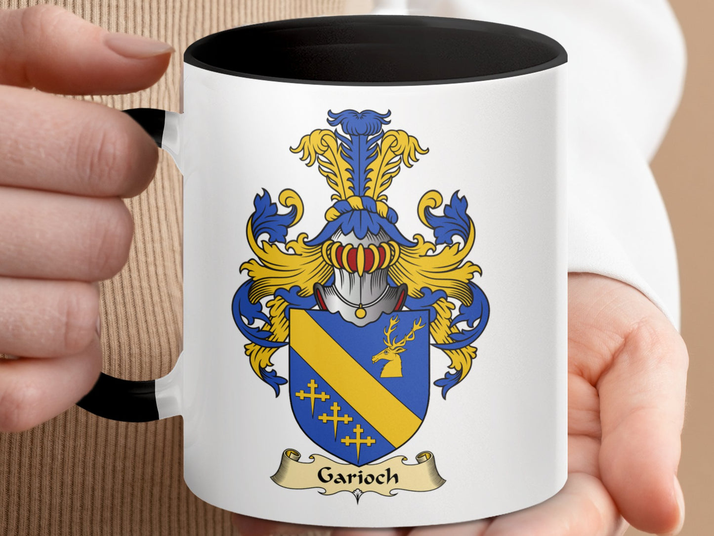 Clan Gariock Scottish Coat of Arms Accent Coffee Mug - Living Stone Gifts