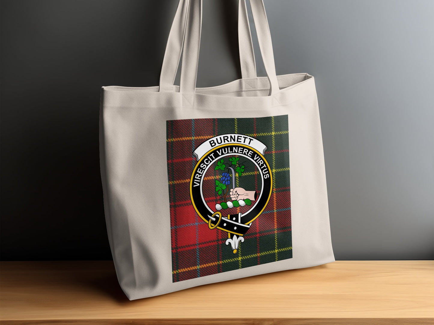 Burnett Clan Scottish Tartan Crest Tote Bag - Living Stone Gifts