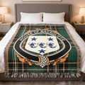 Macauliffe Irish National Tartan woven blanket with family crest emblem