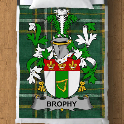 Brophy Surname Irish Tartan Throw Blanket - Living Stone Gifts