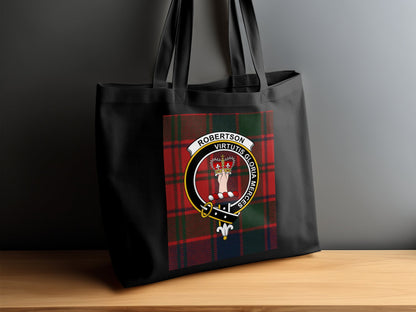 Scottish Clan Crest on Tartan Background Tote Bag - Living Stone Gifts