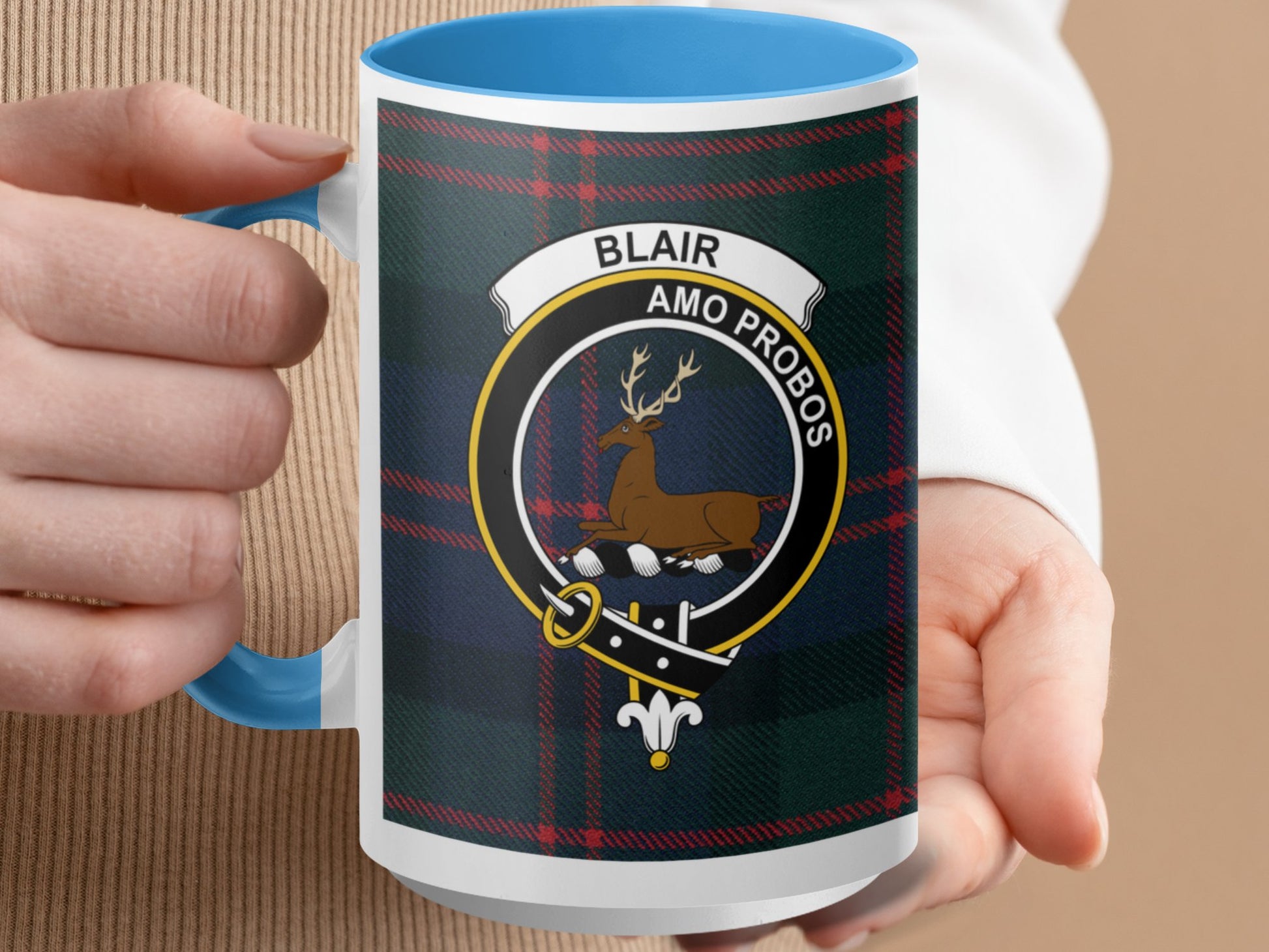 Scottish Clan Crest of Blair Amo Probos Mug - Living Stone Gifts